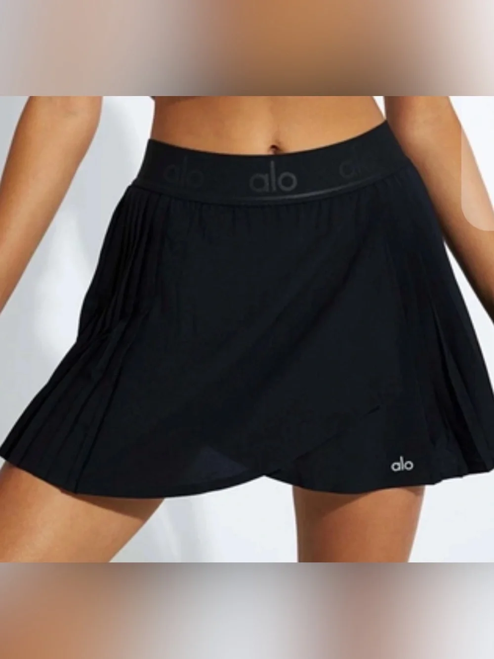 ALO YOGA Aces Tennis Skirt In Black Sz Small